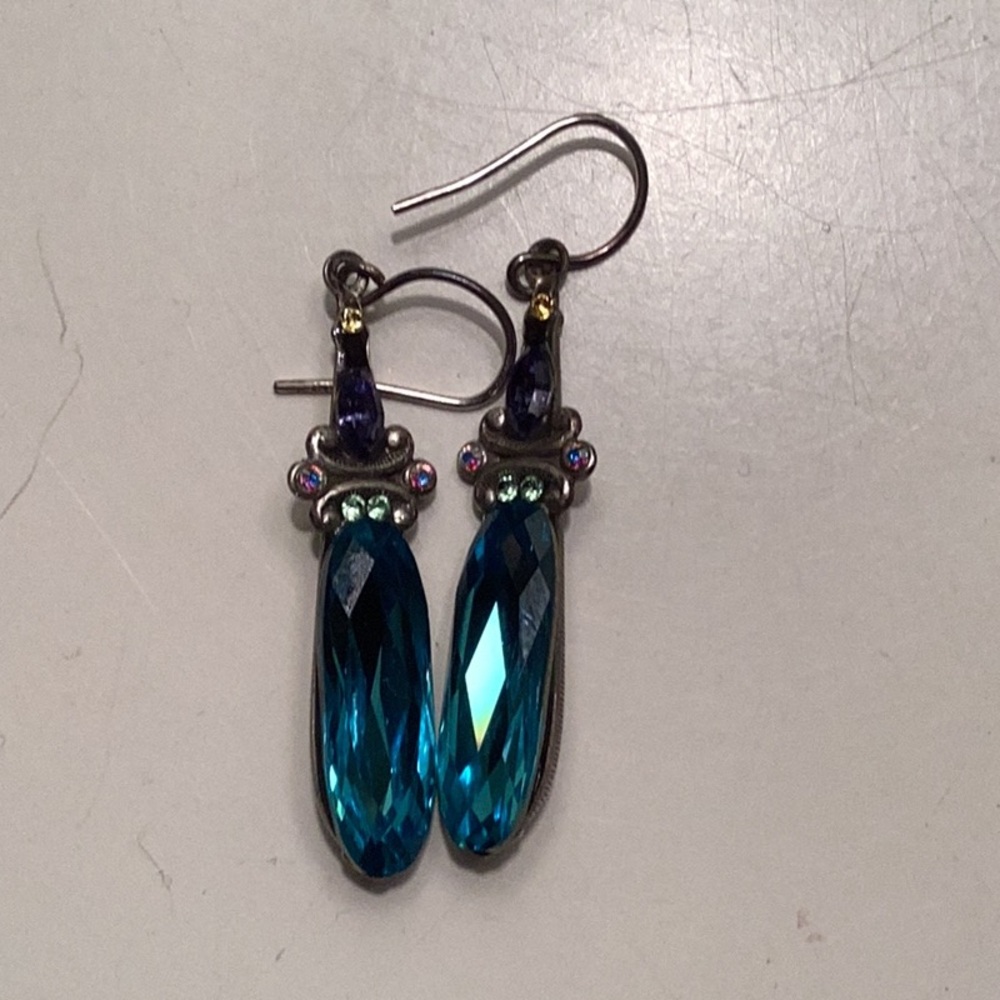 Firefly large crystal earrings blue